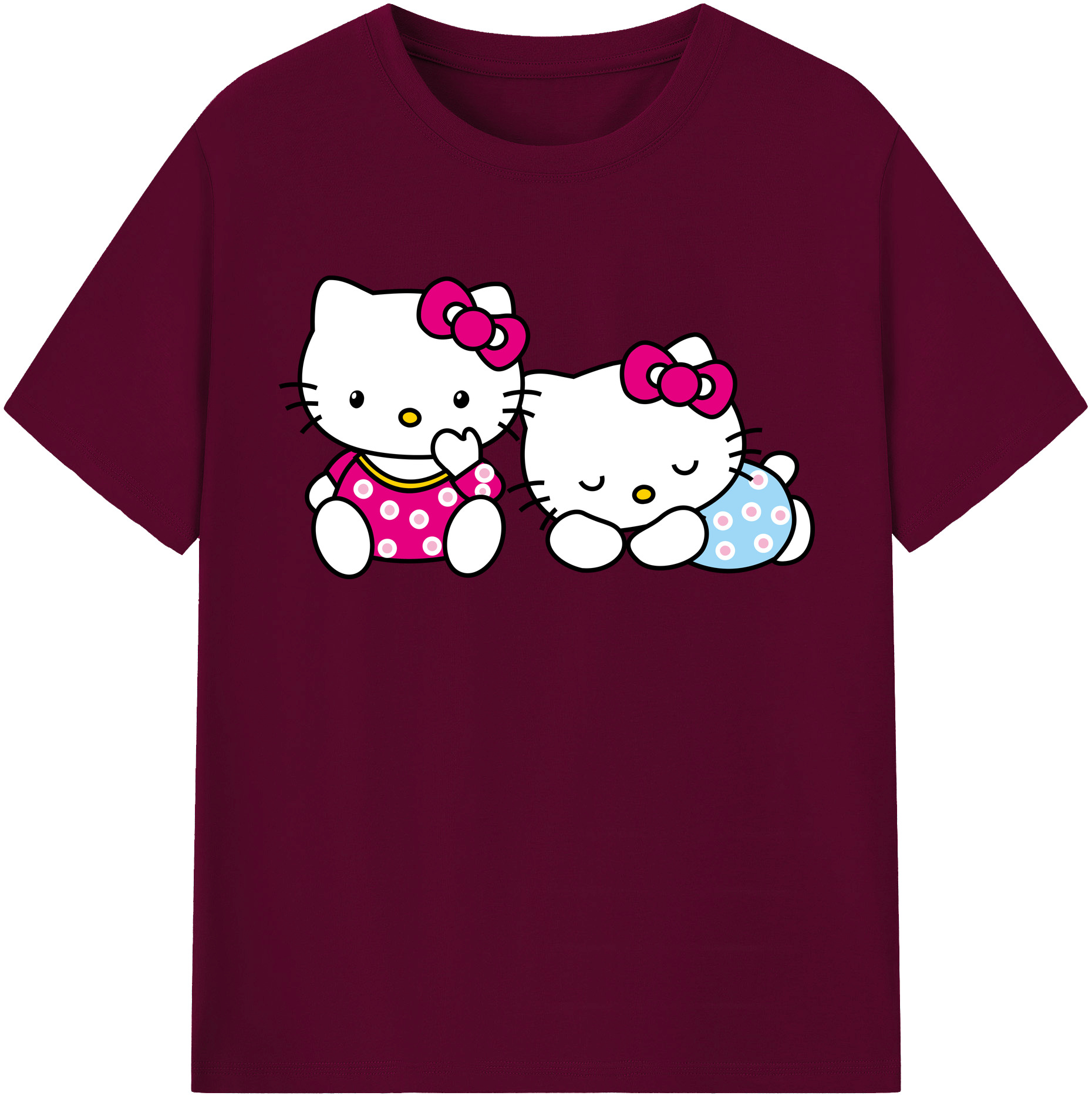 （画像用） Hello Kitty ハローキティ レディースカジュアルプリントTシャツ（綿100％）